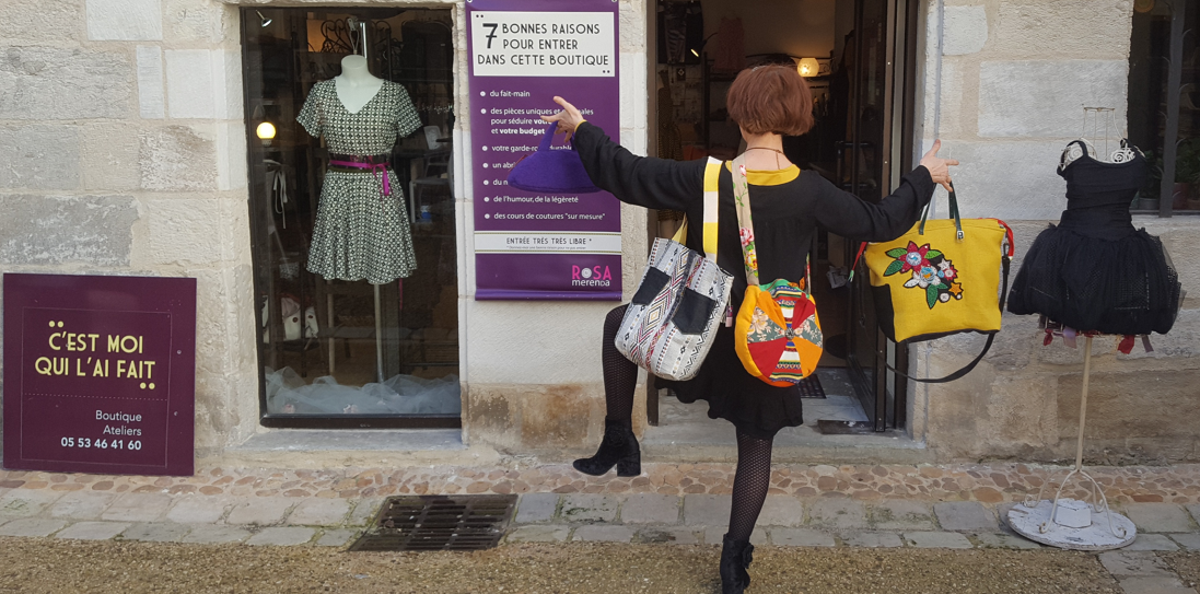 Sacs confectionnés par Rosa Merenda, Créatrice de vêtements et accessoires à Périgueux (Dordogne)